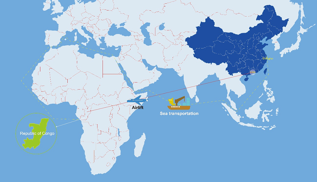 Expédition et fret aérien de la Chine vers le Congo (Brazzaville)